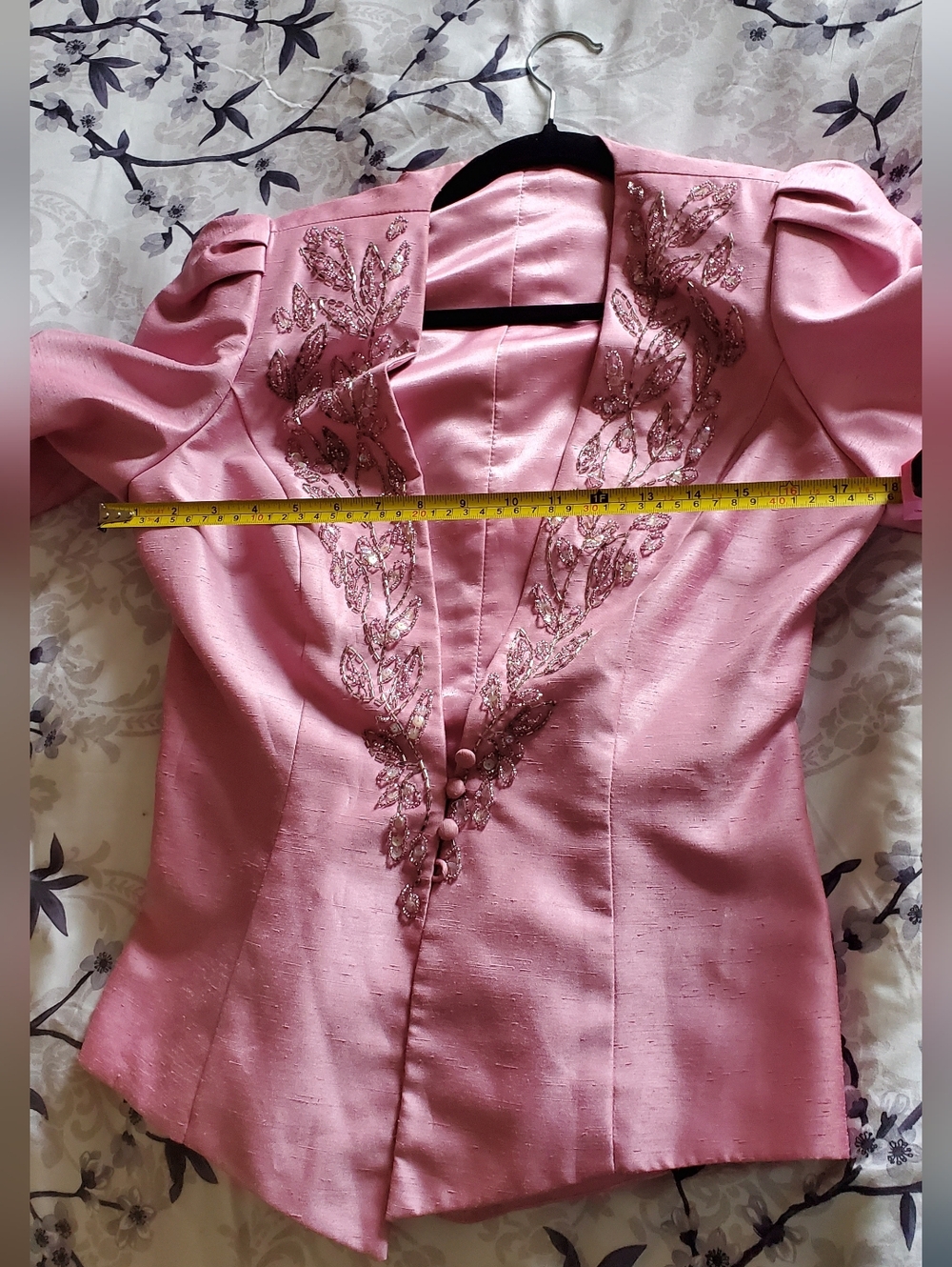 Pink elegant & Feminine Embellished Blazer jacket. SZ S. - Picture 10 of 10